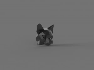 3D LOW POLY CAT FACE PRINTABLE MODEL 3D Model