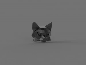 3D LOW POLY CAT FACE PRINTABLE MODEL 3D Model