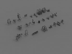3D пакет оборудования для спортзала 3D Модель