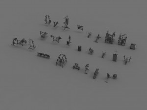 3d gym equpment pack 3D 模型