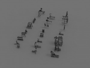 3d gym equpment pack 3D 模型