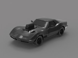 Car corvette with blower READY TO PRINT MODEL Modelo de Impressão 3D