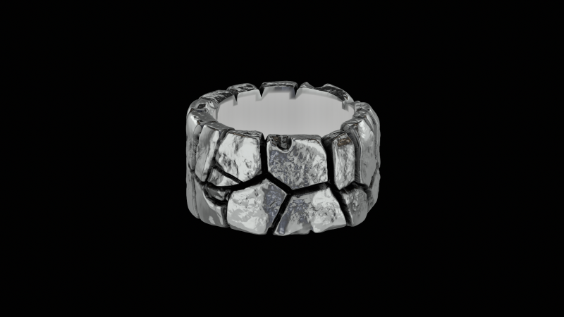 Cracked stone ring ready to print model 3D 프린트 모델 .c4d .max .obj .3ds .fbx .stl .blend