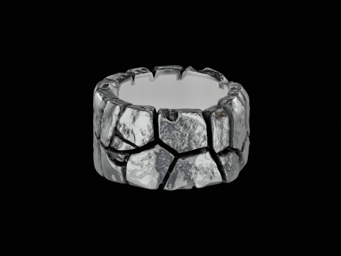 Cracked stone ring ready to print model 3Dプリントモデル