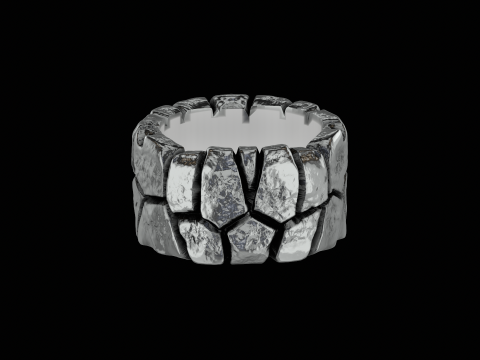 Cracked stone ring ready to print model 3D 프린트 모델