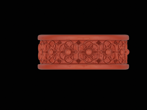 Ornomental flower ring ready to print model Modèles 3D en vedette