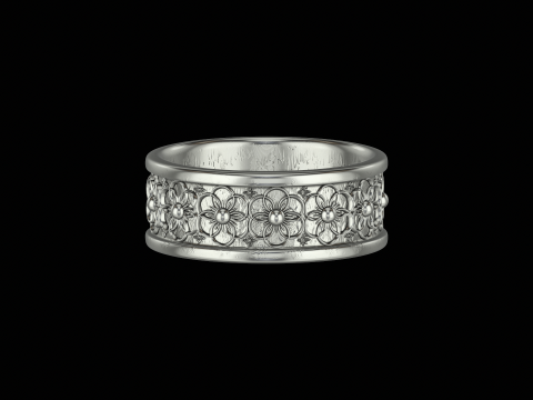 Ornomental flower ring ready to print model 3D Print Model
