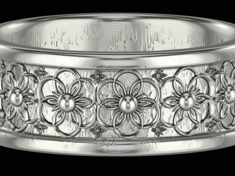 Ornomental flower ring ready to print model 3D Print Model