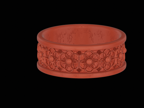 Ornomental flower ring ready to print model 3D Print Model