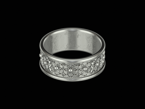 Ornomental flower ring ready to print model 3D Print Model