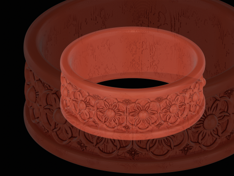 Ornomental flower ring ready to print model 3D Print Model