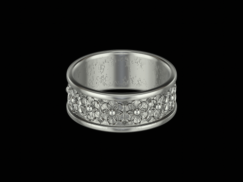 Ornomental flower ring ready to print model 3D Print Model