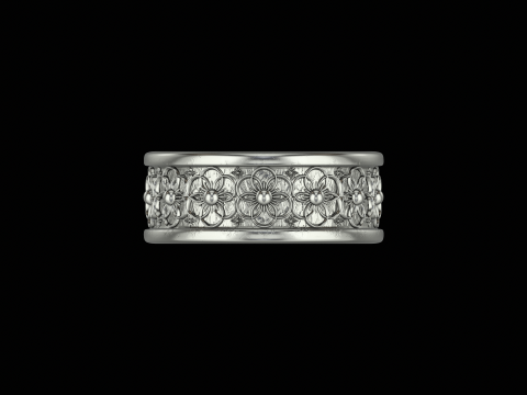 Ornomental flower ring ready to print model 3D Print Model