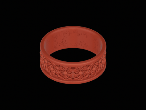 Ornomental flower ring ready to print model 3D Print Model