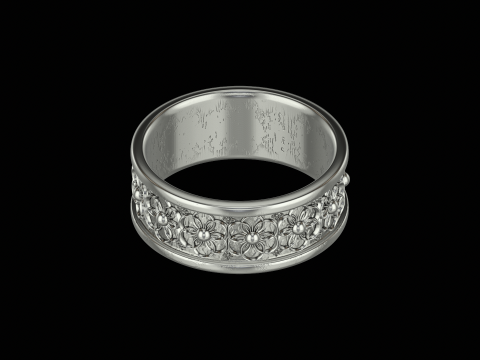 Ornomental flower ring ready to print model 3D Print Model