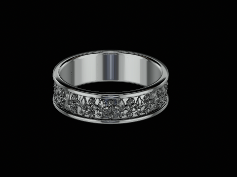 Ornomental flower ring ready to print model Modello di stampa 3D