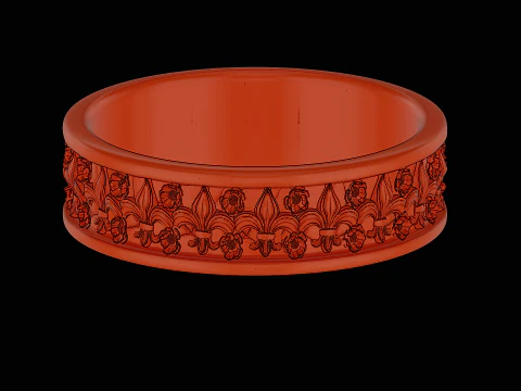 Ornomental flower ring ready to print model 3D Print Model