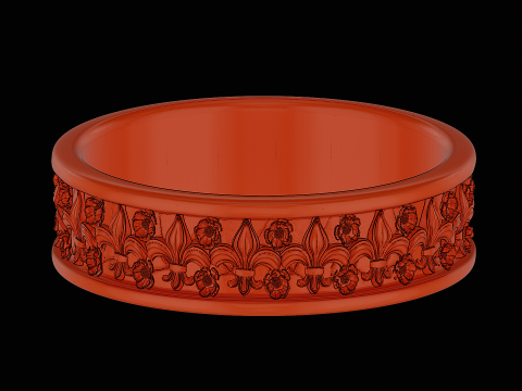 Ornomental flower ring ready to print model 3D 프린트 모델