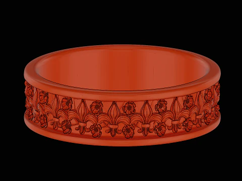 Ornomental flower ring ready to print model 3D Print Model