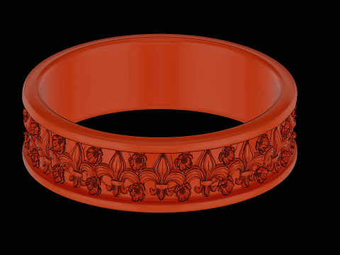 Ornomental flower ring ready to print model 3D 프린트 모델