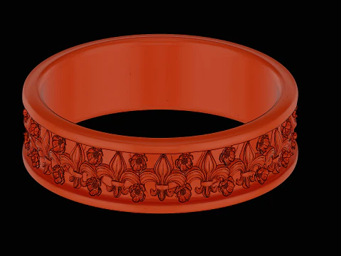 Ornomental flower ring ready to print model 3D Print Model