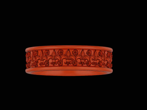 Ornomental flower ring ready to print model 3D Print Model