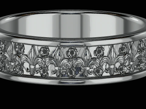 Ornomental flower ring ready to print model 3D Print Model