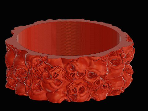 Skull pattern ring ready to print model 3D 프린트 모델