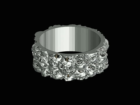 Skull pattern ring ready to print model 3D 프린트 모델