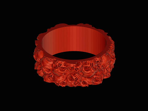Skull pattern ring ready to print model 3D 프린트 모델