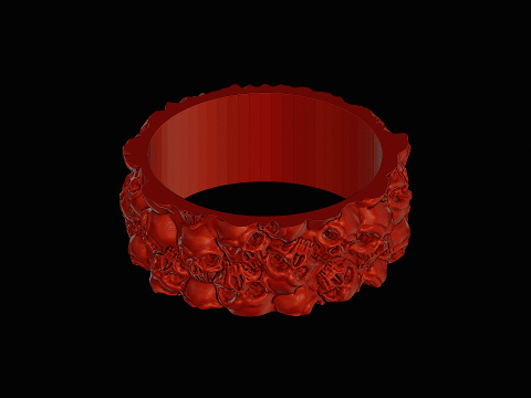 Skull pattern ring ready to print model 3D 프린트 모델