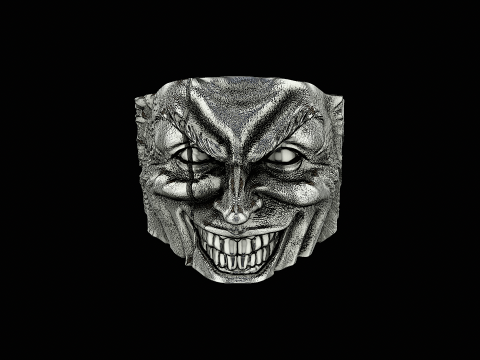 Joker head silver ready to print model Modello di stampa 3D