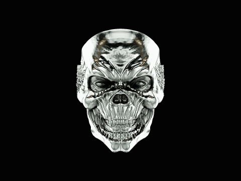 Skull head silver ready to print model Model Cetak 3D