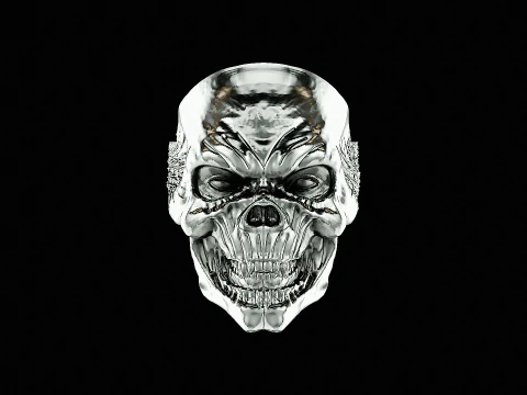 Modèle tête de mort argent prêt à imprimer Modèles 3D en vedette