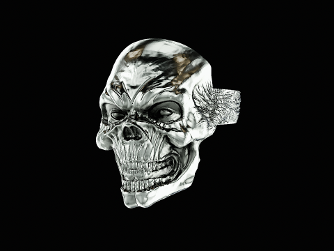 Skull head silver ready to print model 3D-Druckmodell