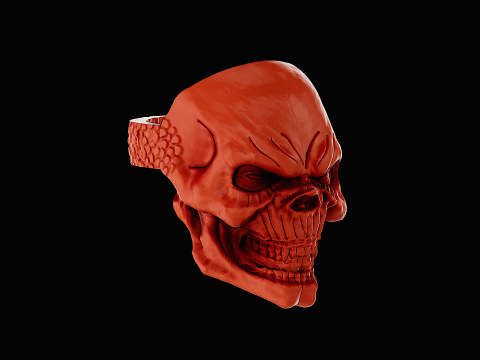 Skull head silver ring ready to print model Model Cetak 3D