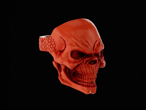 Skull head silver ring ready to print model 3D Print Model