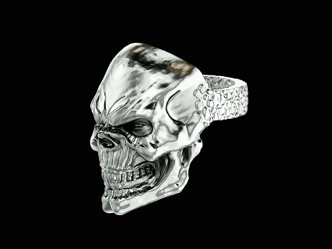 Skull head silver ring ready to print model 3D Print Model