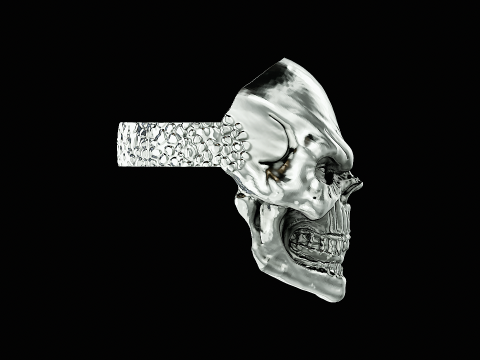Skull head silver ring ready to print model Model Cetak 3D