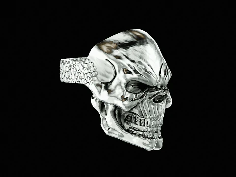 Skull head silver ring ready to print model 3D Print Model