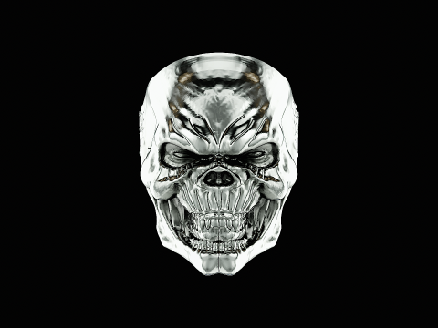 Skull head silver ring ready to print model Model Cetak 3D