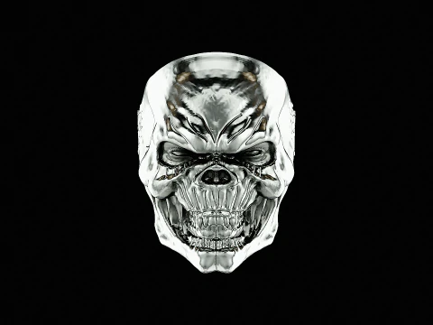 Skull head silver ring ready to print model 3D Print Model