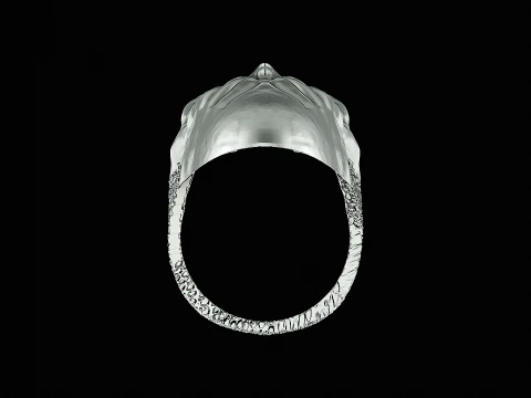 スカルヘッドシルバーリングの印刷準備完了モデル 3Dプリントモデル