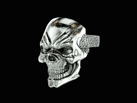 Skull head silver ring ready to print model 3D-Druckmodell