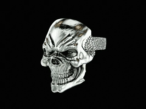 Skull head silver ring ready to print model 3D Print Model