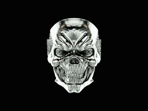 Skull head silver ring ready to print model 3D-Druckmodell