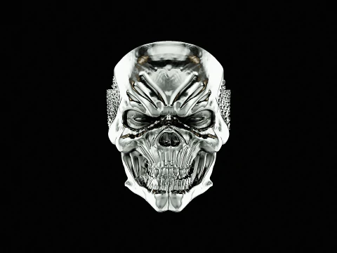 Skull head silver ring ready to print model 3D Print Model