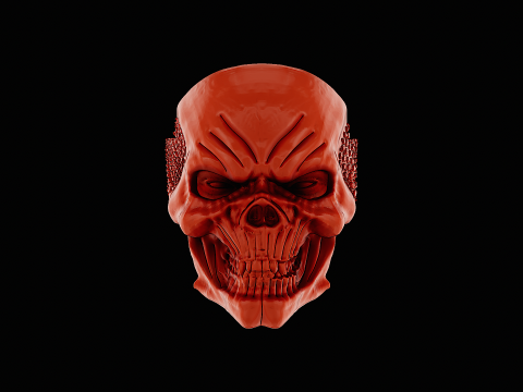 Skull head silver ring ready to print model 3D-Druckmodell