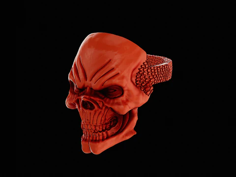 Skull head silver ring ready to print model 3D Print Model