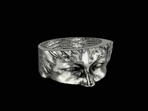 Bruce lee head silver ring ready to print model 3D 프린트 모델